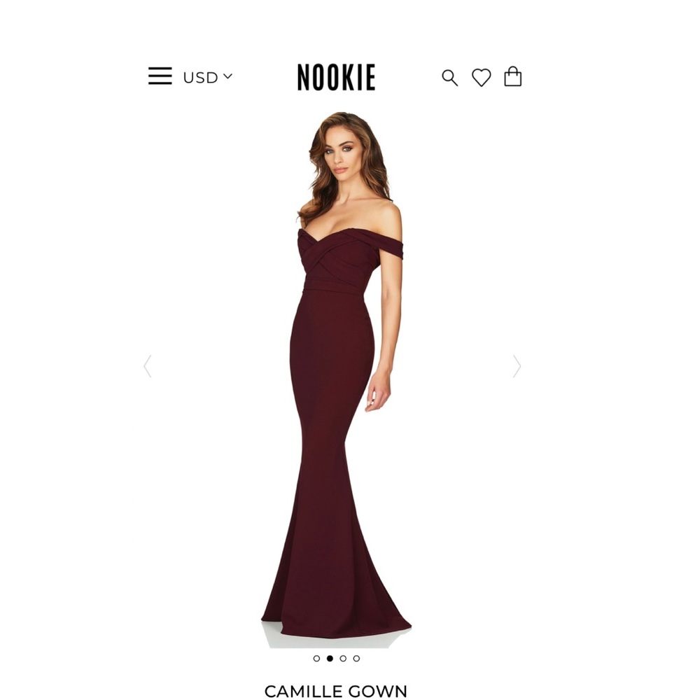Nookie “Camille” gown in color Wine